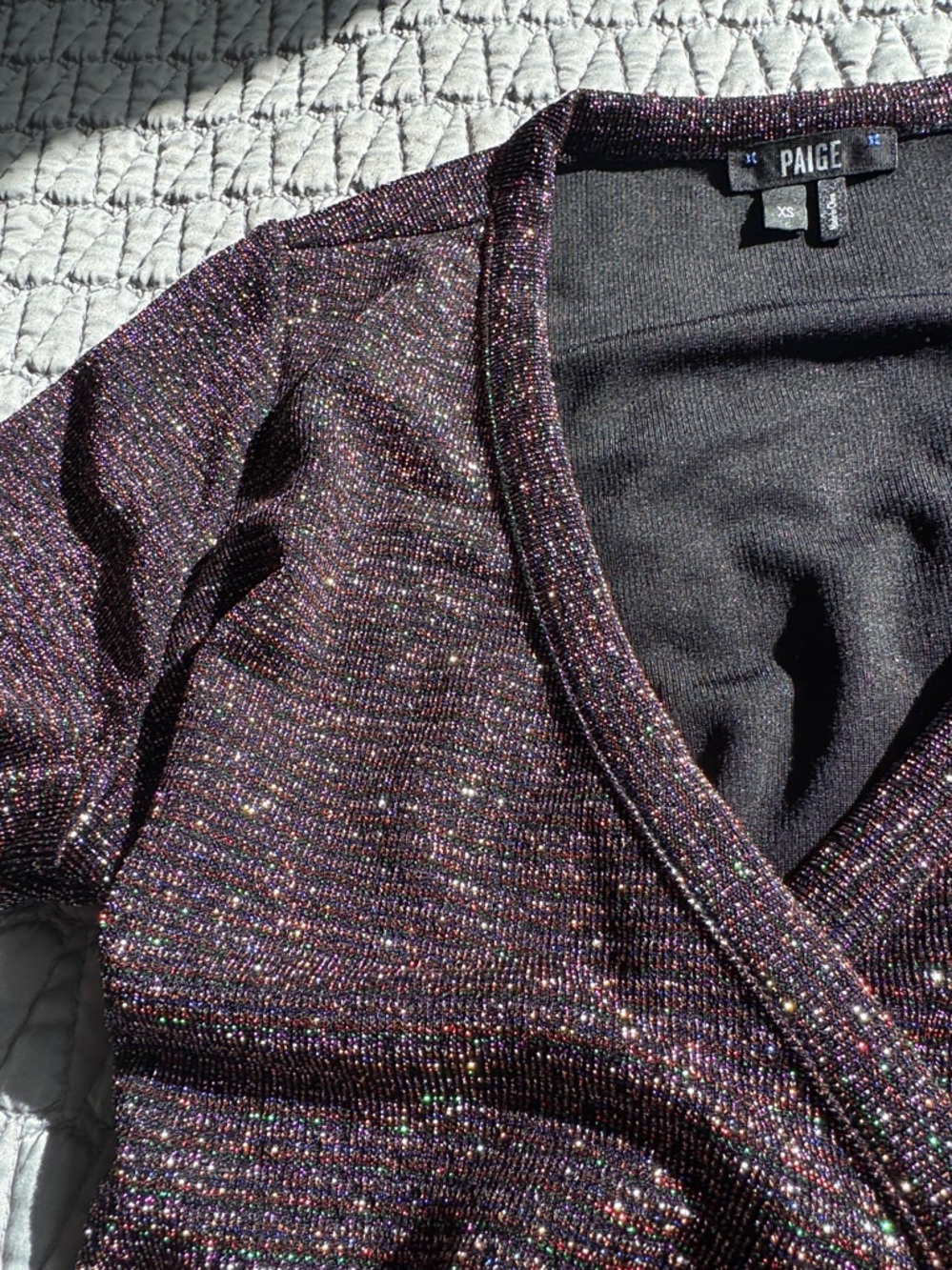 PAIGE Lucielle Longsleeve Stretchy Lurex Metallic Wrap Size XS - Picture 5 of 8